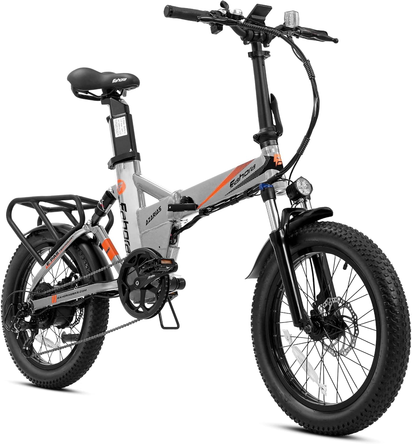 Eahora Azarias Electric Bicycle for Adults 750W 20" 7 Speed E-Bike 48v 18ah Battery Folding Electric Bike Max 90 Miles Adult Assisted E Bike 32mph Urban Commute Snow Mountain Full Suspension Fat Tire