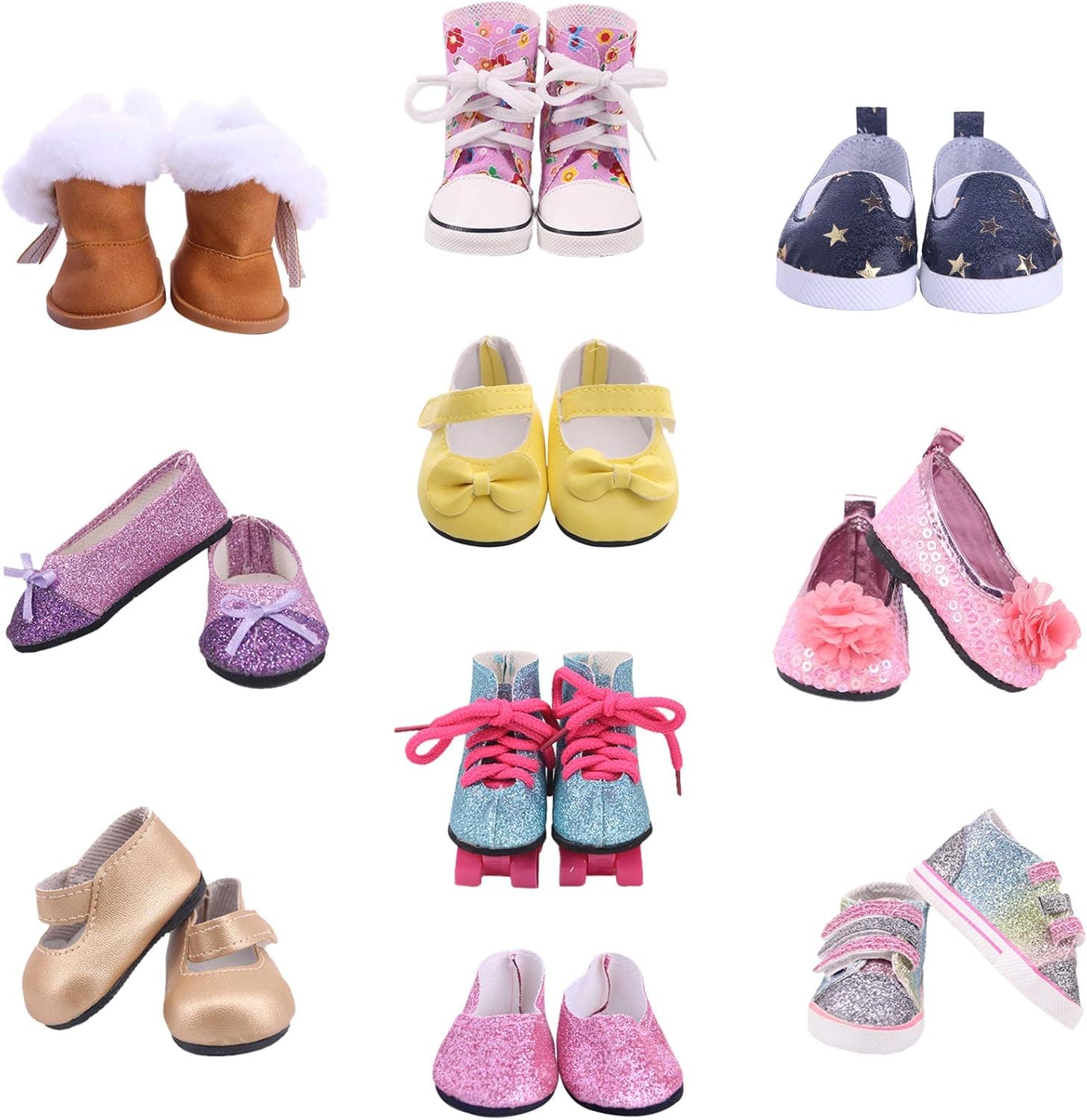 ZWSISU 10 PCS Doll Shoes Doll Fashion Accessories Boots Sandals for 43cm New Baby Born Doll/18 Inch Doll,My Life Doll,Our Generation Doll,Toys for Girls