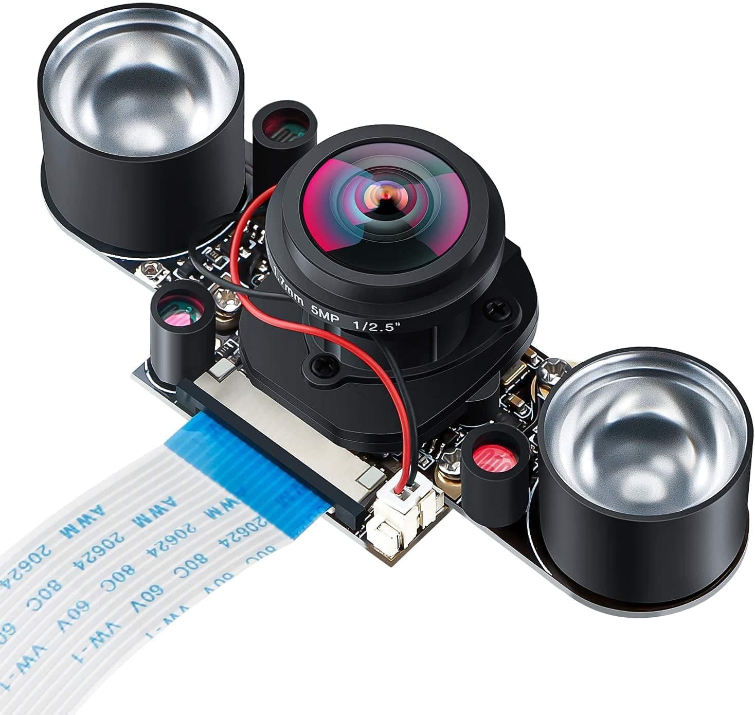 MakerFocus Raspberry Pi4 Camera IR, Raspberry Pi4 Camera Night Vision Fisheye Camera 5mp OV5647 IR-CUT Automatically Switching between Day-Vision and Night-Vision Compatible with Raspberry Pi3B+/3B/2B