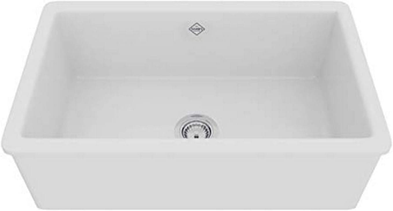 Rohl UM3018WH Shaws Classic 30-Inch Single Bowl Modern Undermount Fireclay Kitchen Sink, White