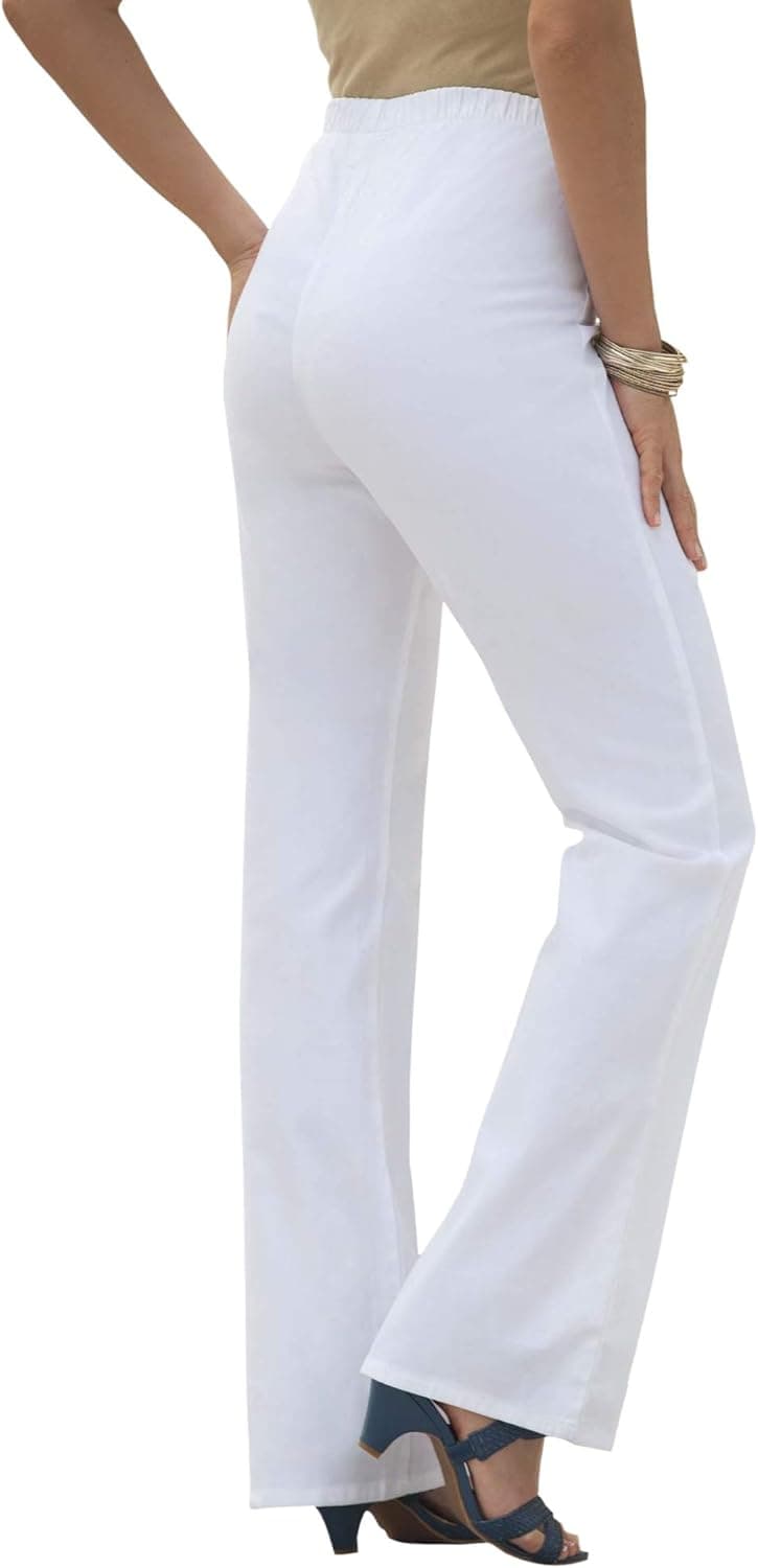 Roaman's Women's Plus Size Petite Bootcut Pull-On Stretch Jean Elastic Waist - 24 Wp, White Denim