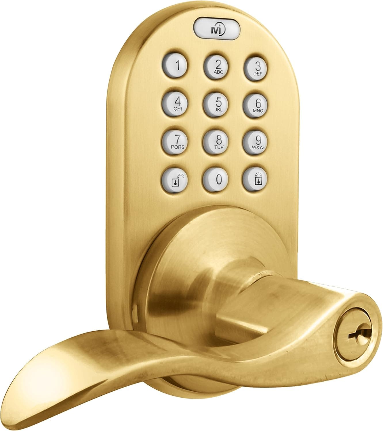 MiLocks Keypad Lever Handle, Polished Brass