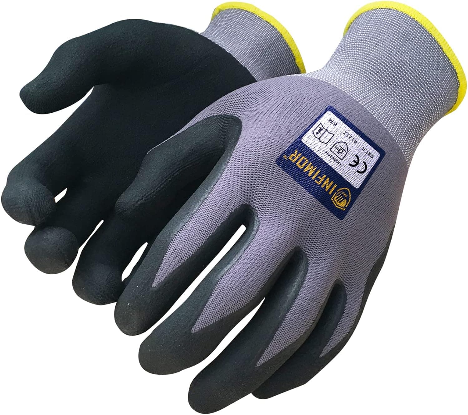 Infimor Nitirle Work Gloves Men & Women, Durable Microfine Foam Coated, Seamless Knit Nylon Working Gloves with Grip