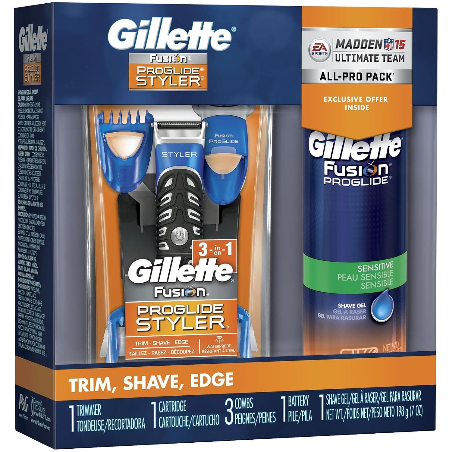 Gillette Fusion Proglide Styler + Fusion Proglide Sensitive Shave Gel 7 Oz