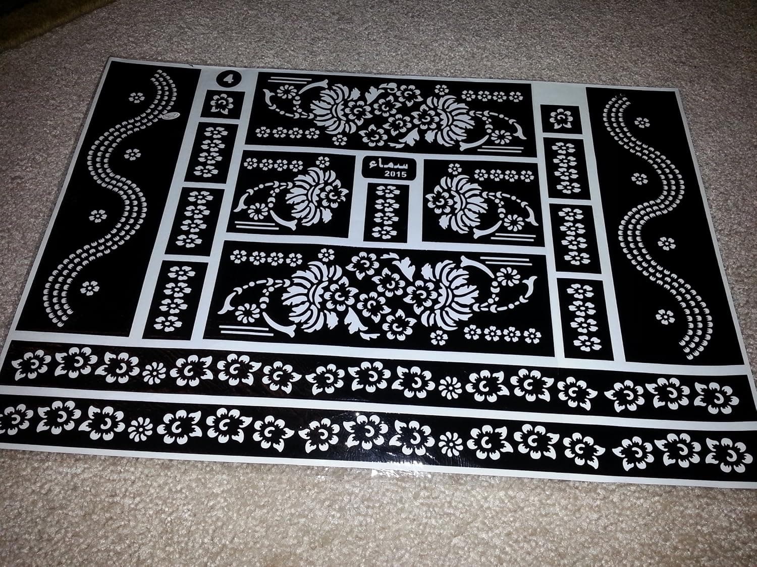 Self Adhesive Decal Stencils For Henna temporary tattoo