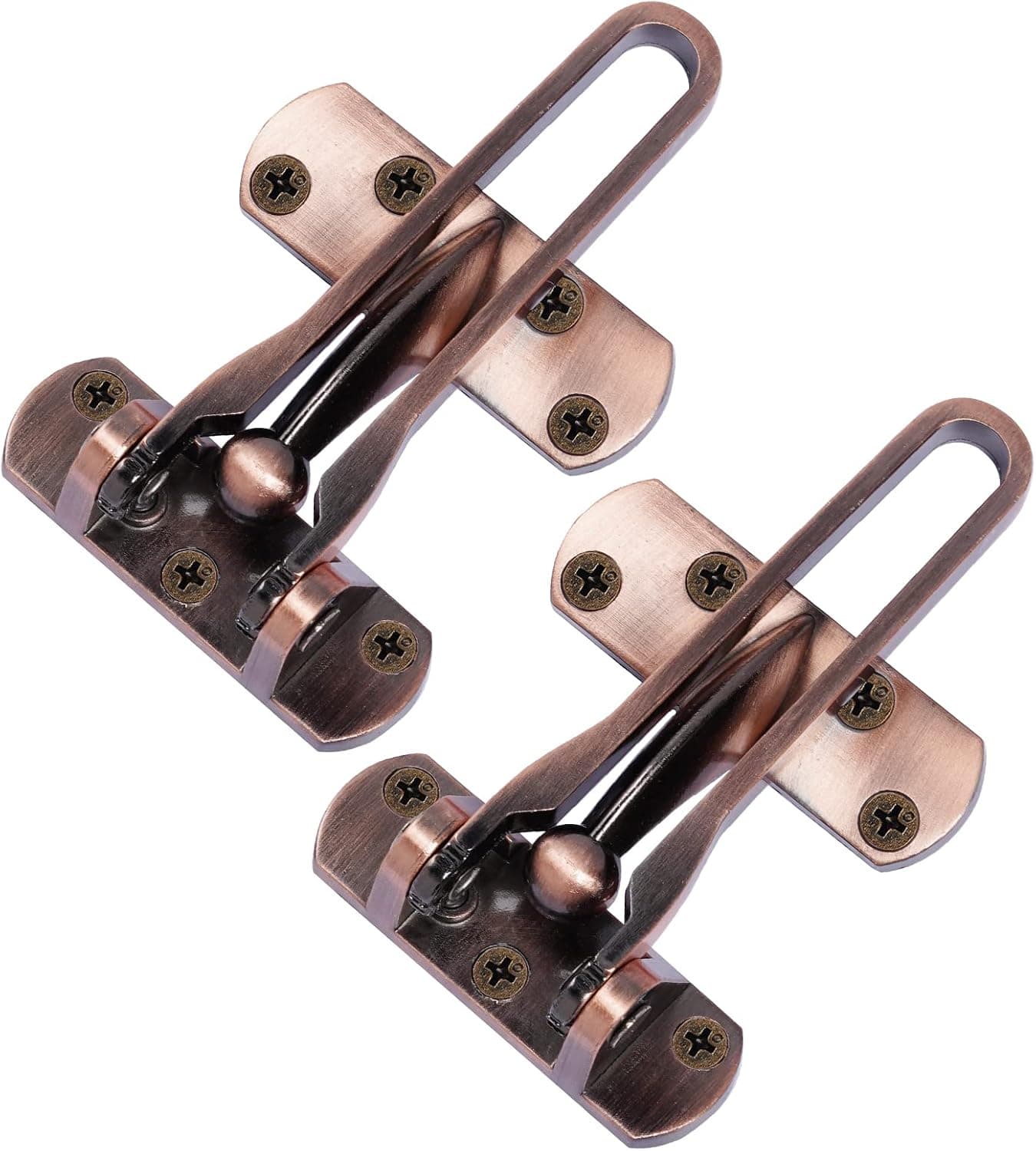 Topbuti Home Security Door Lock, 2 Pack Latch Guard Clasp Front Door Locks for Kids, Home Reinforcement Lock for Swing-in Doors, Hotel Door Latches, Thicken Solid Aluminium Alloy, Classic Bronze