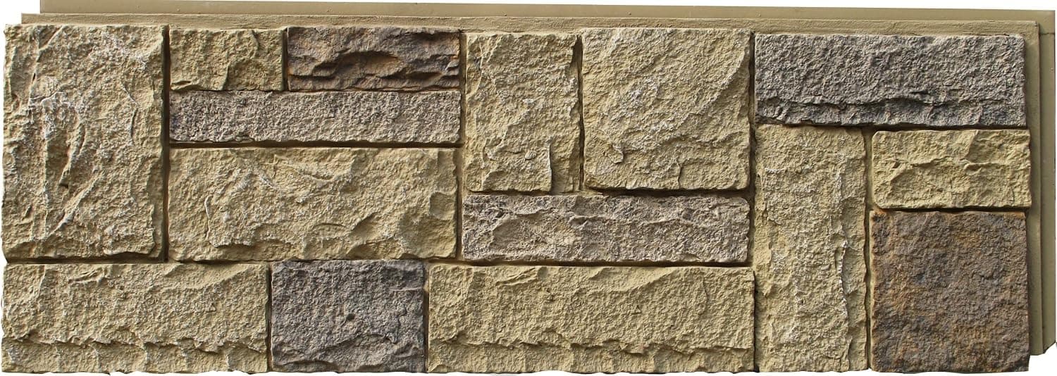 NextStone Polyurethane Faux Stone Panel - Castle Rock - Windsor Buff (4 Panels per Box)