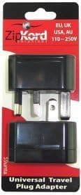 Ekg-Zipkord 59unta ZipKord Universal Travel Adapter Plug Converter Black