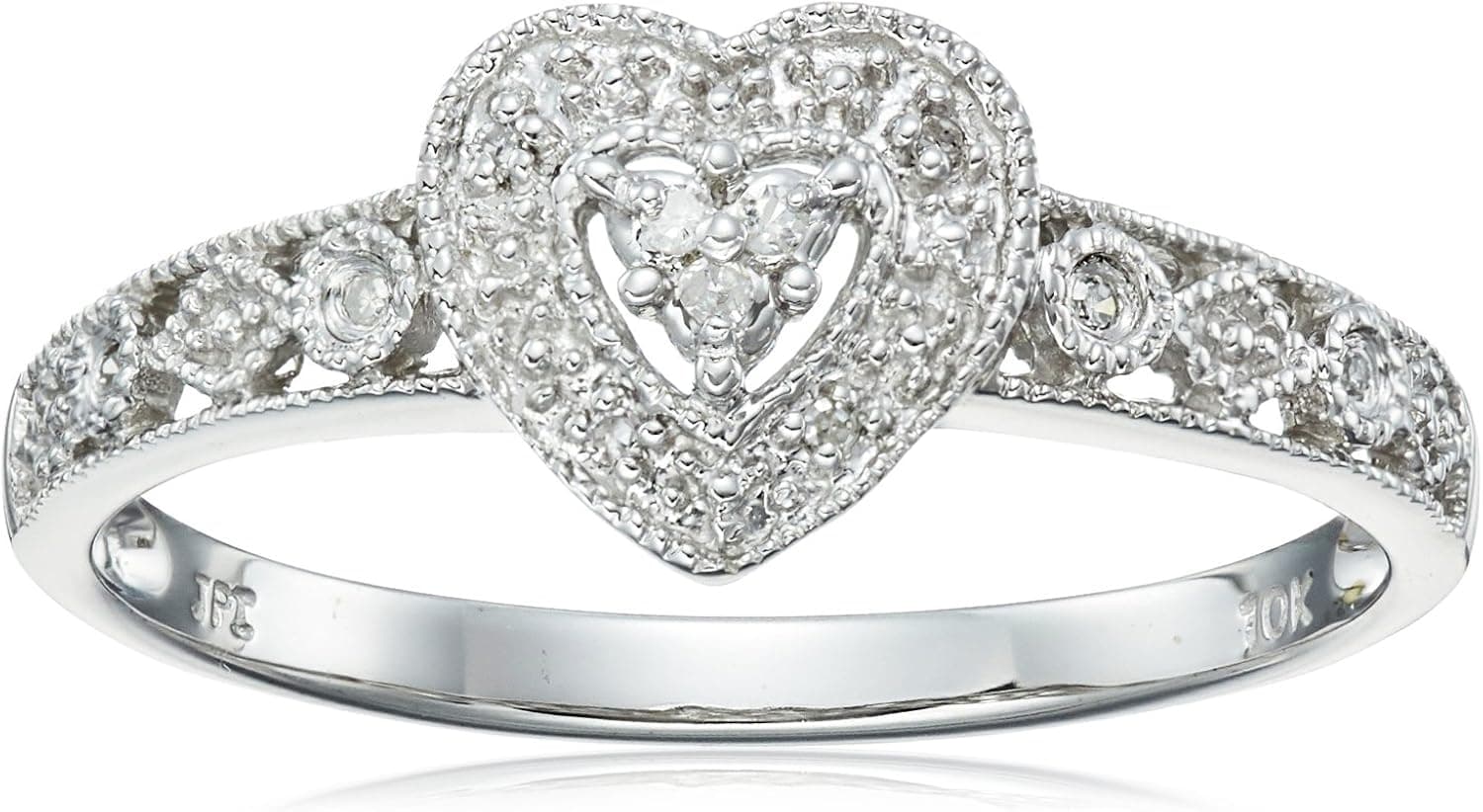 Amazon Collection 10k Gold Diamond Heart Ring (0.04 cttw, I-J Color, I2-I3 Clarity)