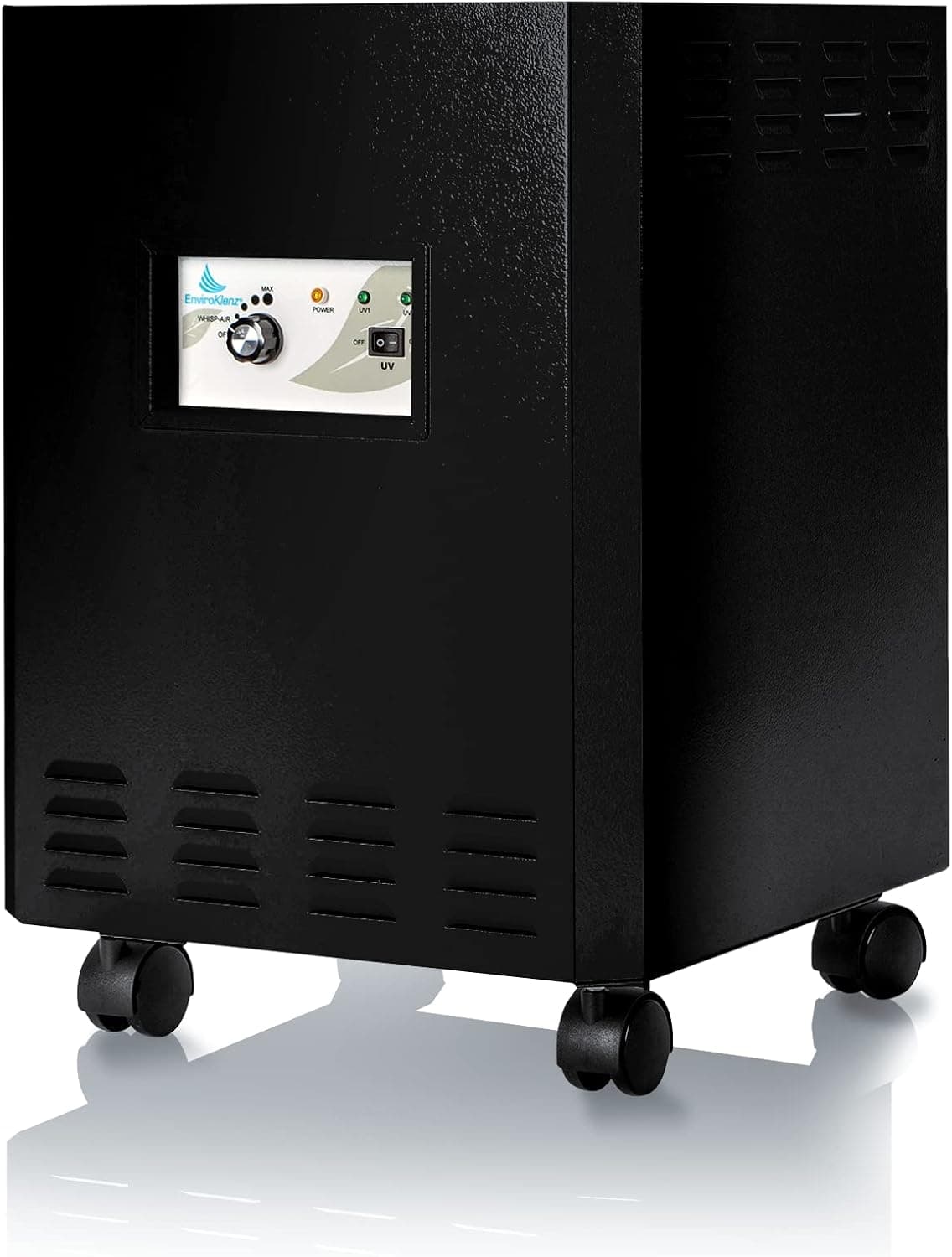 EnviroKlenz Air Purifier Plus, for home and business up to 1000 sq ft, HEPA filter, internal cleaning system (Black)