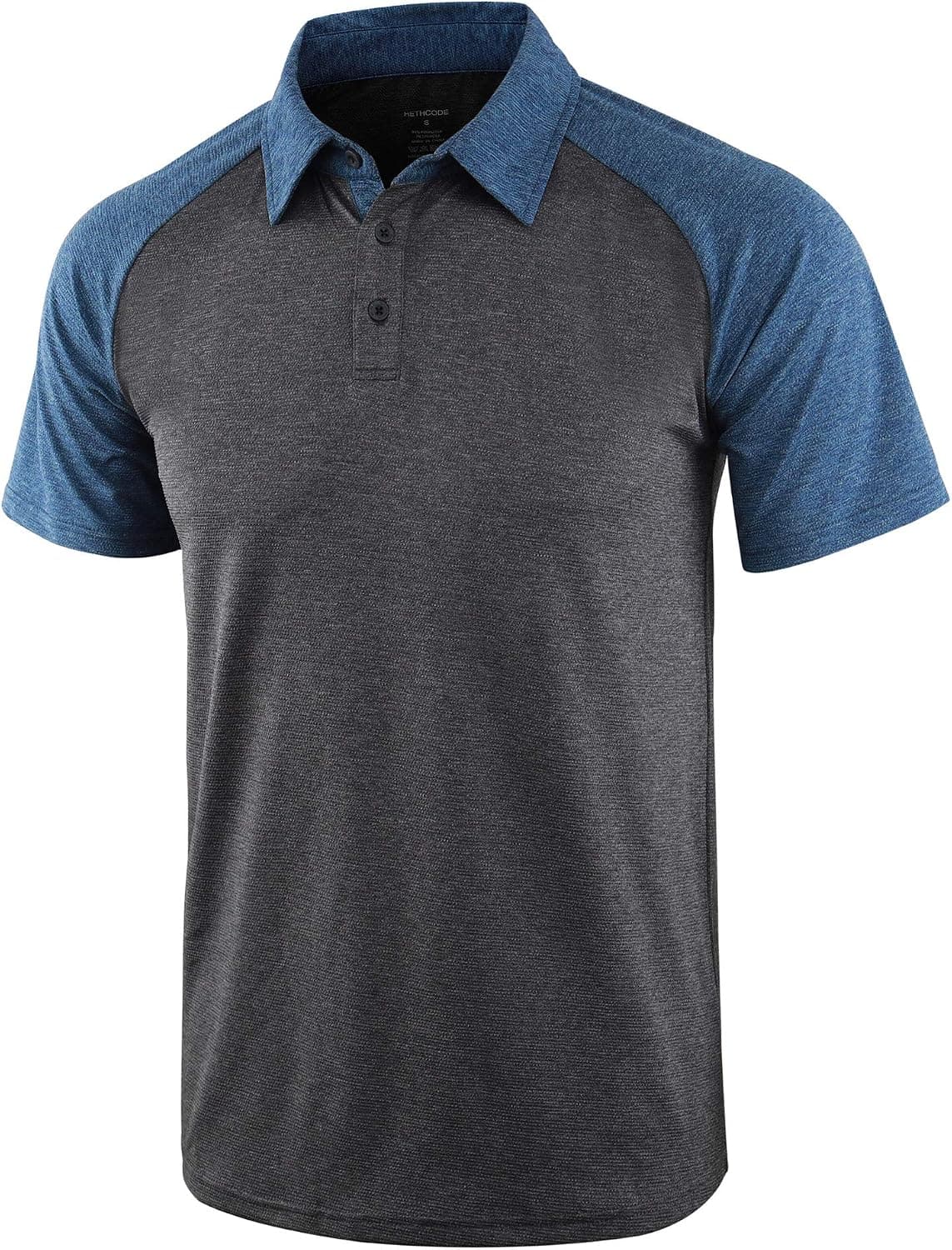HETHCODE Men's Quick Dry Short Sleeve Breathable Active Sports Athletic Golf Polo Tee Shirts