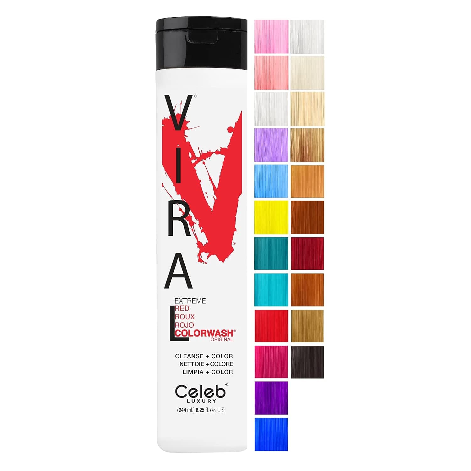 Celeb Luxury Colorwash Color Depositing Shampoo + Bondfix Bond Rebuilder, Semi Permanent Hair Color, Vegan Hair Dye, Viral and Gem Lites