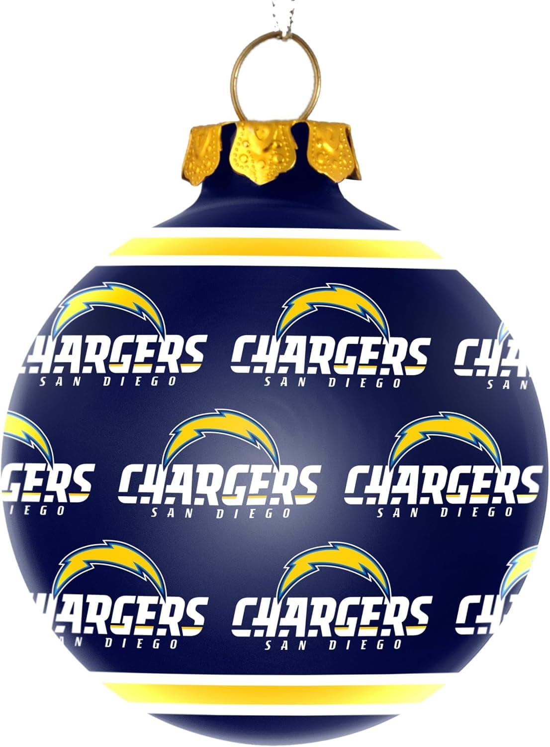 NFL Repeat Print Glass Ball Ornament-San Diego Chargers