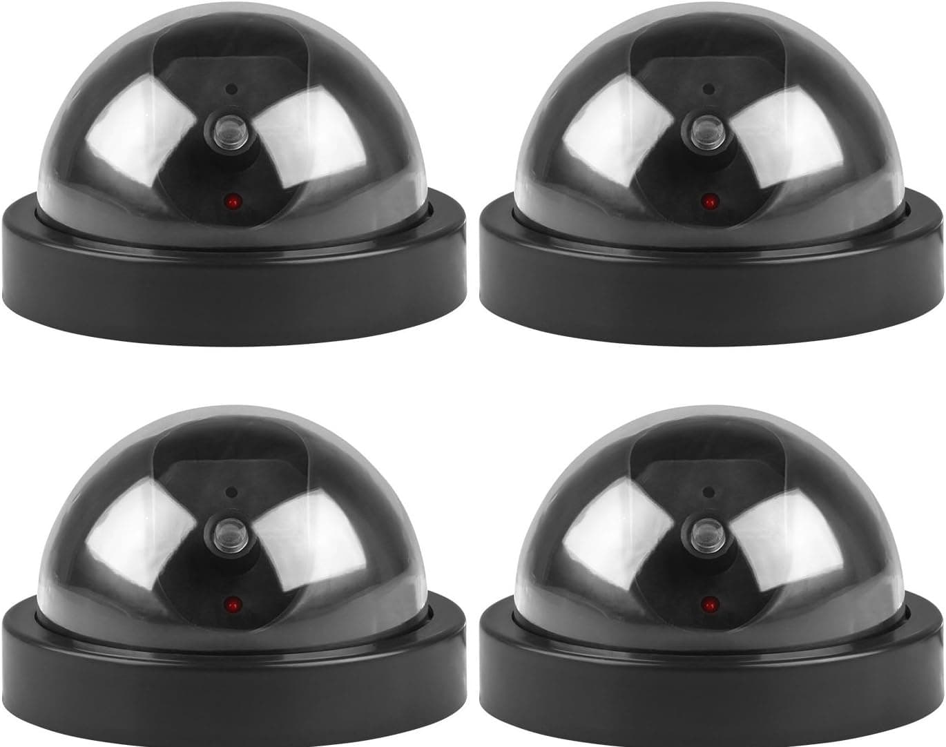GPCT Fake Dummy Security Surveillance Dome Camera W/Flashing Red LED Light. Realistic Look Recording CCTV Camera for Indoor/Outdoor/Business/Home/Office/Supermarket/Hotel/Library/School- 4 Pack