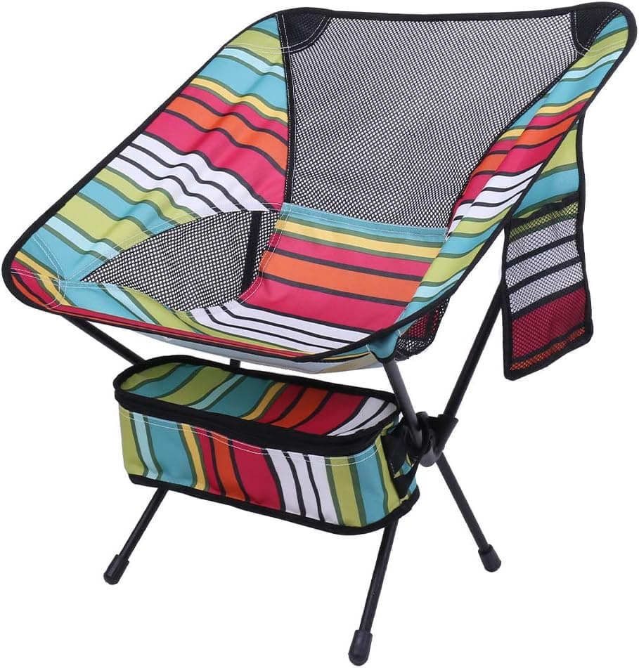 Lightweight Camping Chairs for Adults,Foldable Portable Backpacking Hiking Chair,Heavy Duty 230lbs Capacity, Aluminum,Colorful,with Side Pocket,Mesh,Storage Bag, for Beach,Lawn,Travel
