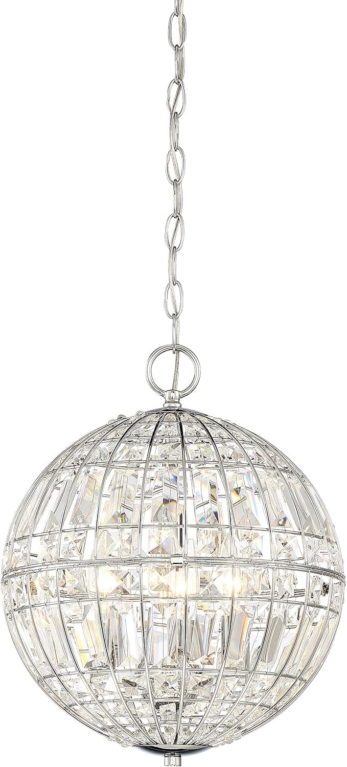 Minka Lavery 2354-77 Palermo Crystal Sphere Pendant Ceiling Lighting, 4-Light 240 Watts, Chrome