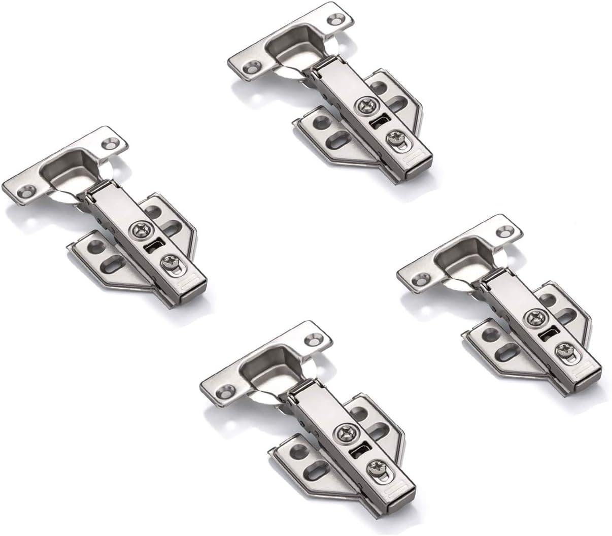 4 pcs 100 Degree Frameless Cabinet Door Concealed Hinges,Full Overlay,Nickel Plated