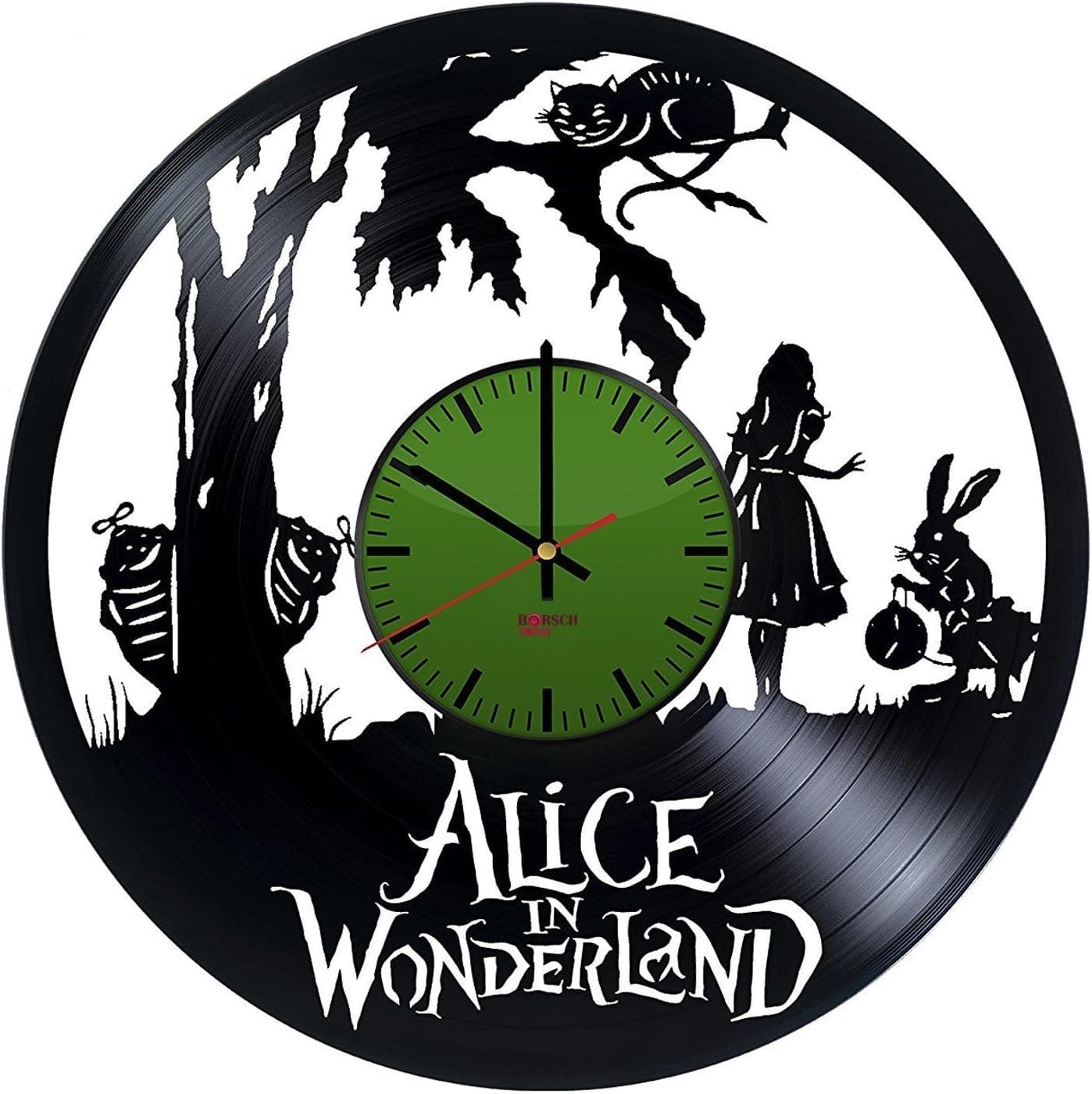 Alice in Wonderland Handmade Vinyl Record Wall Clock - Get Unique Kids Room Wall Decor - Gift Ideas for Kids and Teens – Fantasy Adventure Unique Modern Art