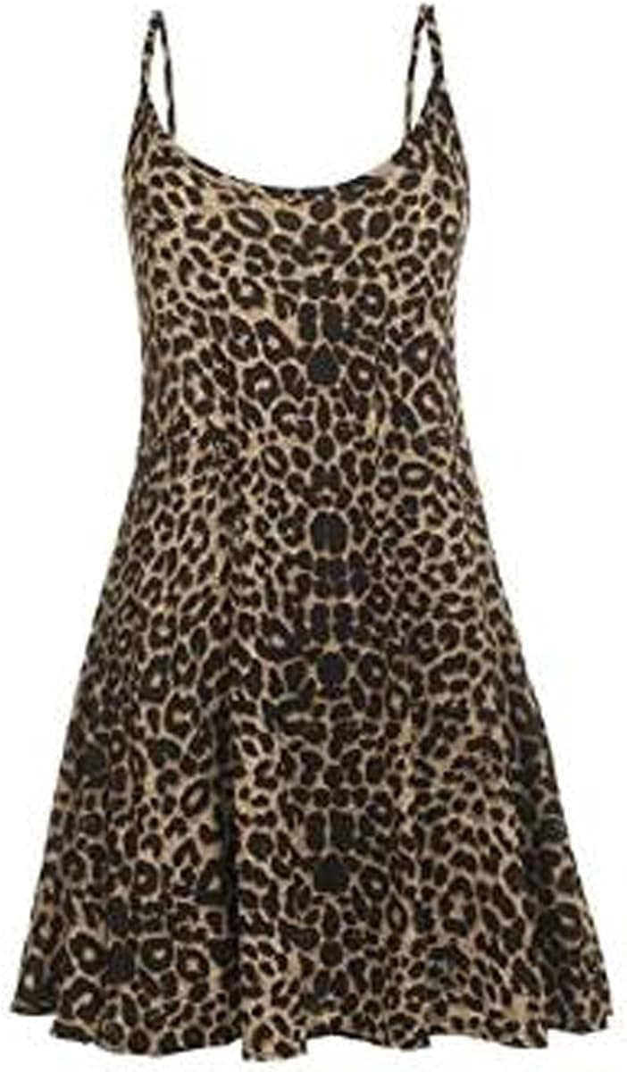 FashionMark Women's Plus Size Strappy Leopard Print Flared Swing Dress Top Vest
