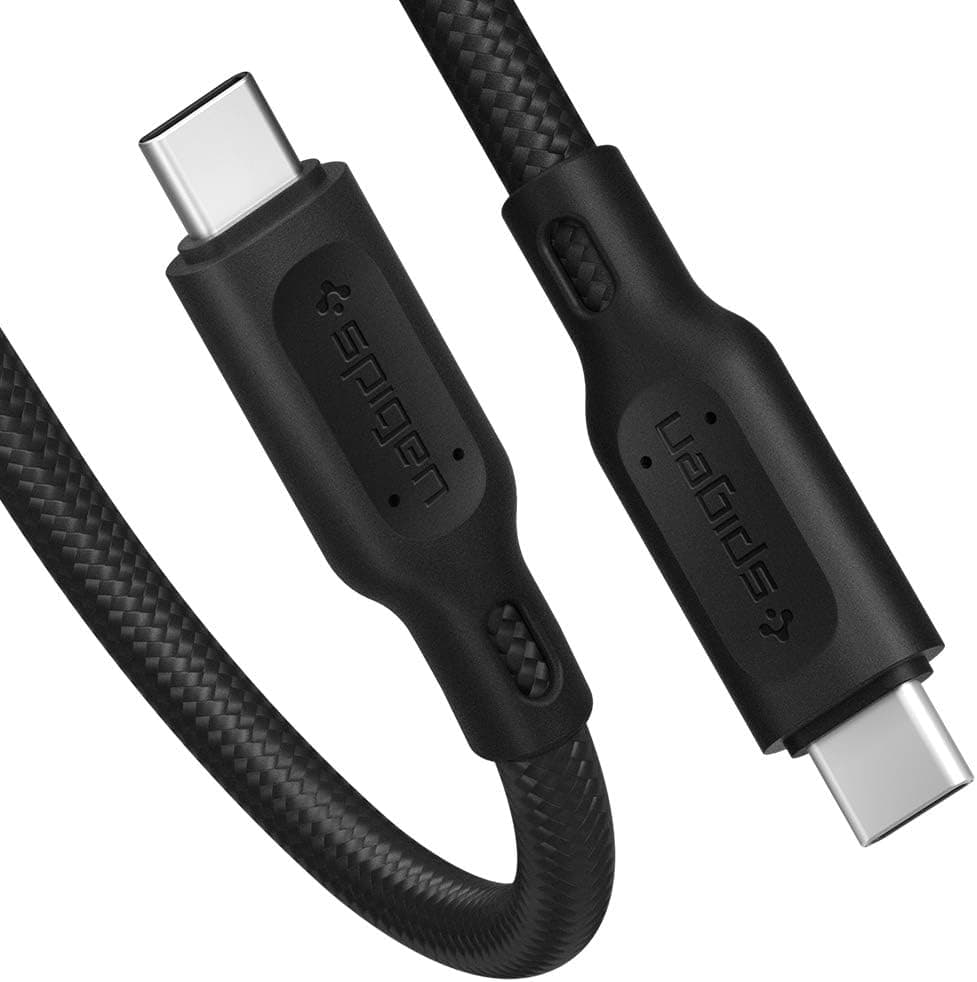 Spigen DuraSync 60W USB C to USB C Cable Power Delivery PD [4.9ft][Premium Cotton Braided] Fast Charging Cable Type C Works with Galaxy S22 Ultra Plus S21 FE MacBook iPad Pro Air Pixel USB-C Devices