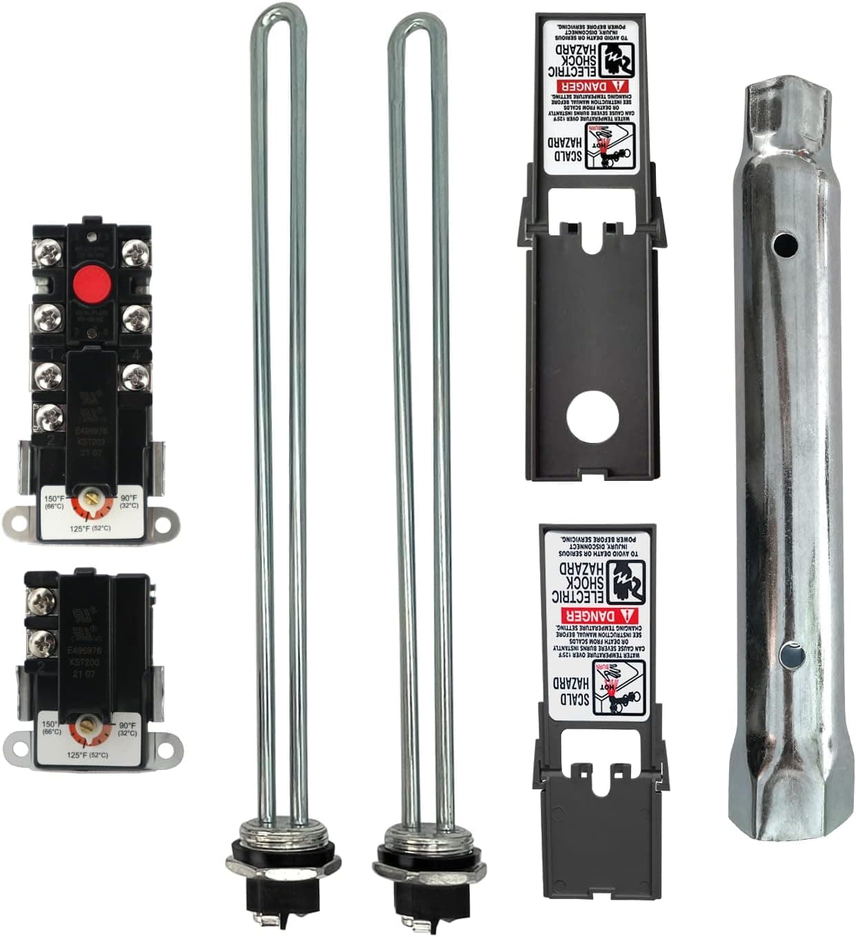 Zero EWH-04 Dual Wrench Socket Removal Tool and Plumber's TOD Style Thermostats Kit
