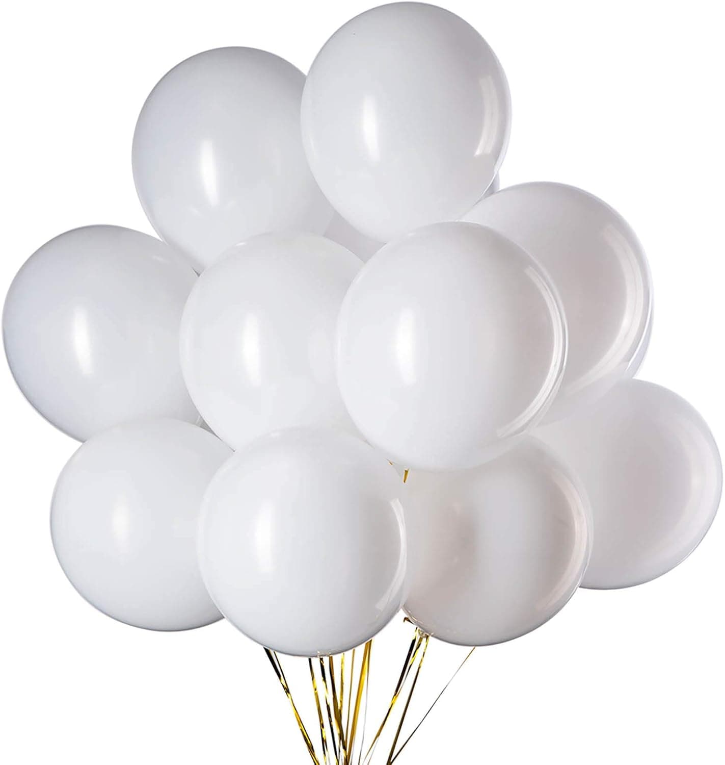 GAKA 12 inch White Balloons Latex Balloons Helium Balloons Quality Balloons Party Decorations Supplies Pack of 100,3.2g/pcs