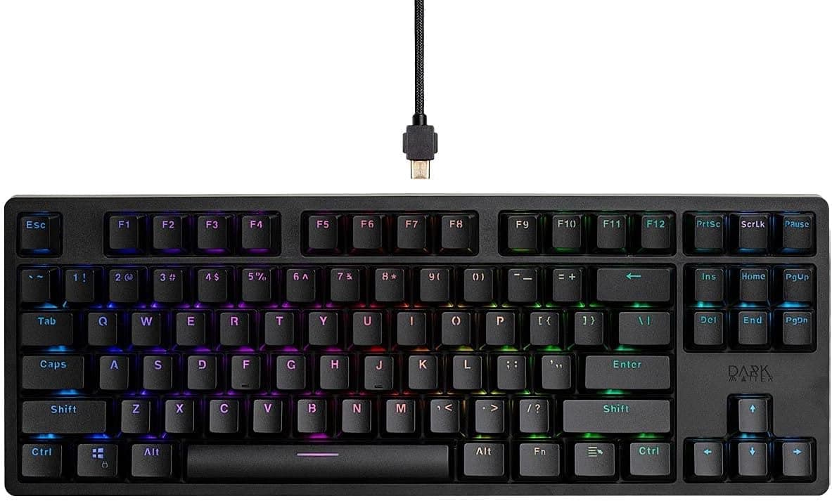 Monoprice Collider TKL Gaming Keyboard - Cherry MX (Speed Silver), RGB Backlit, USB C, Programmable Macros, Full N‑Key Rollover, Mechanical Switches, Tenkeyless, Computer PC Gamer - Dark Matter