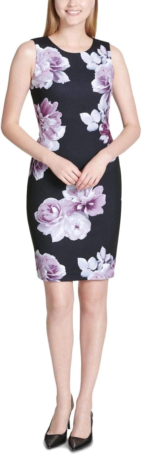 Calvin Klein Women's Printed Crepe Sheath Dress