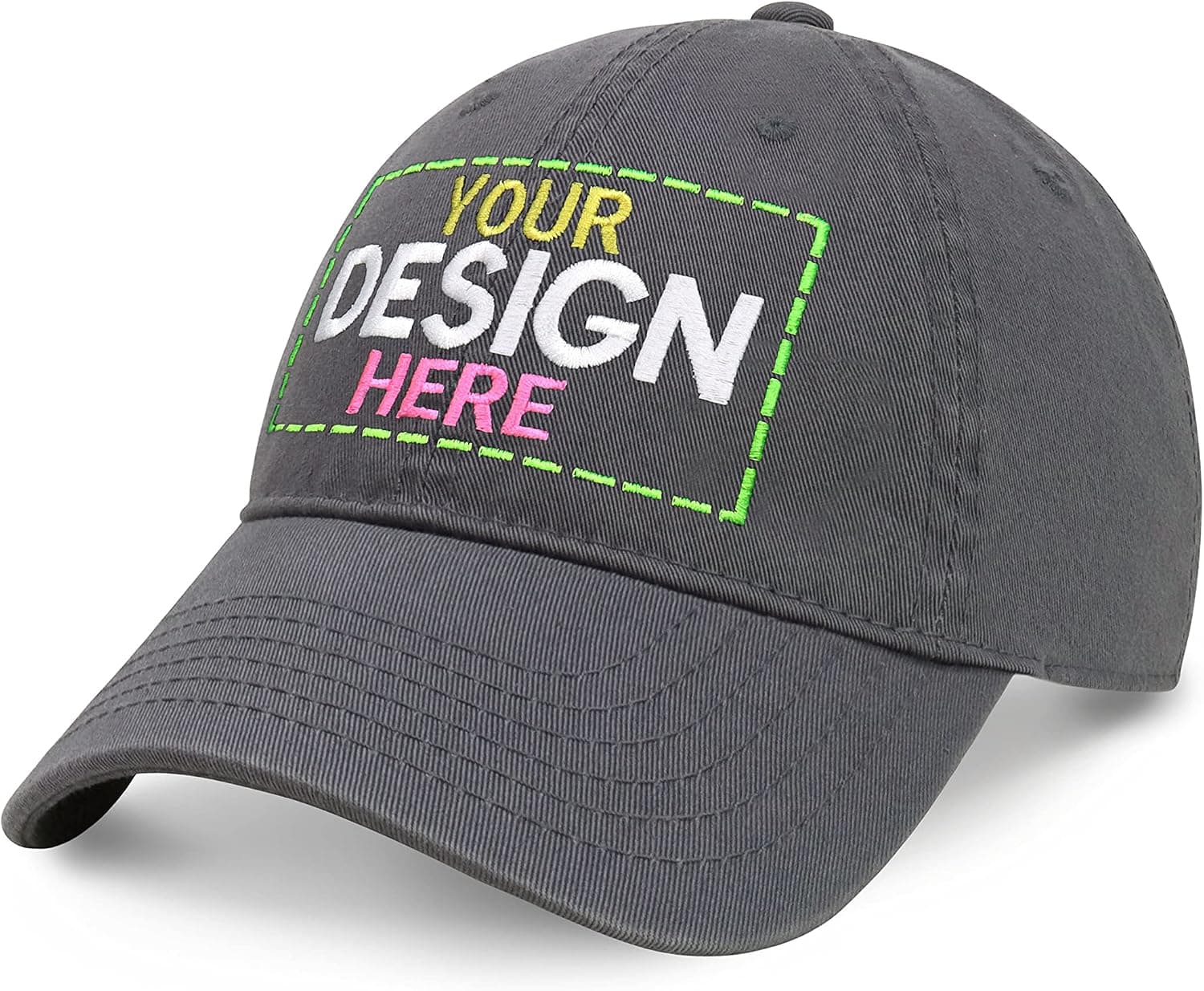 Custom Embroidered Hat Polo Style Unisex Adjustable Unstructured Cotton Cap Your Own Image Logo and Text