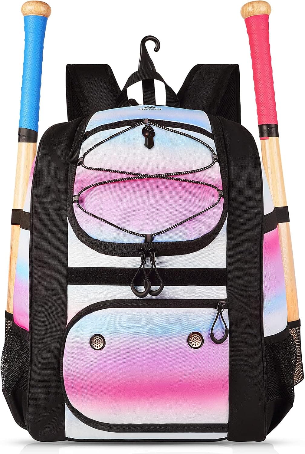 Softball Bag, Lightweight Youth Baseball Backpack with Shoe Compartment, MATEIN Baseball Bag with Fence Hook for TBall Bat & Equipment, Softball Gifts for Girls Teenager Boys Fit Batting Glove, Helmet