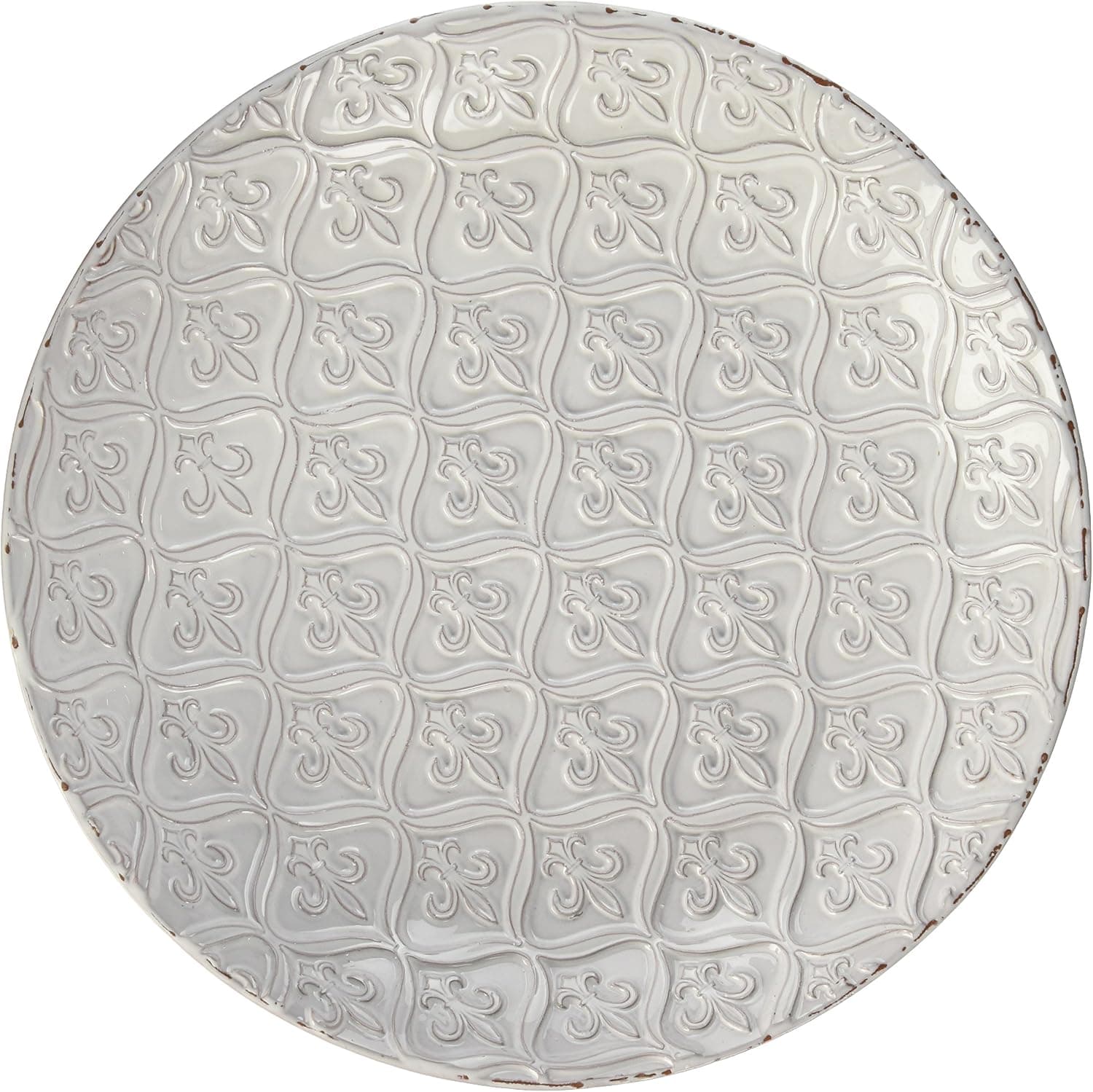 Mud Pie Fleur De Lis Pasta Bowl Milk Glazed Terracotta, White