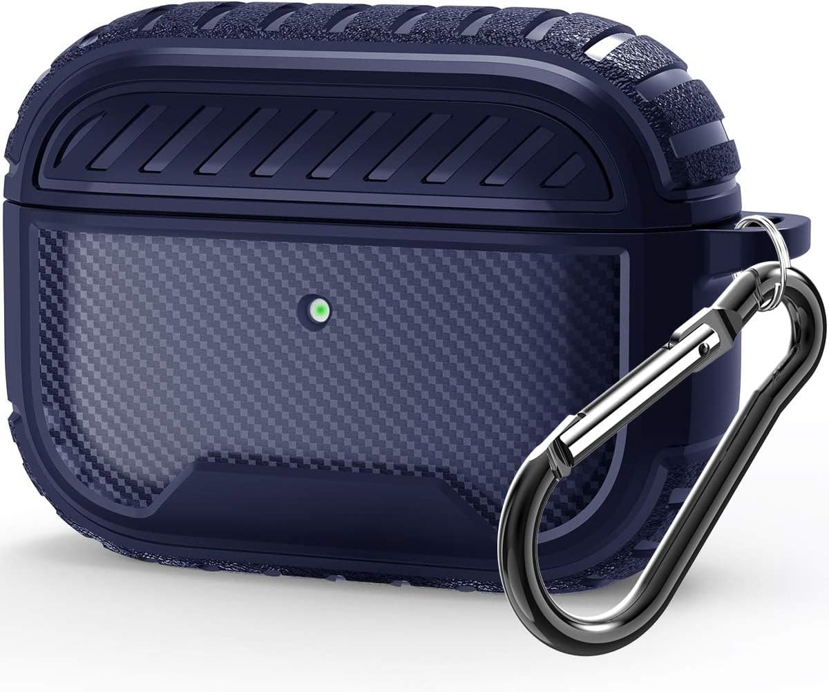 Hallsen AirPods Pro Case, Full-Body Protective Armor Case for AirPods Pro with Keychain, Durable Shock Absorbing Design Apple AirPods Pro Case Cover, Anti Scratch, Front LED Visible (Navy Blue)