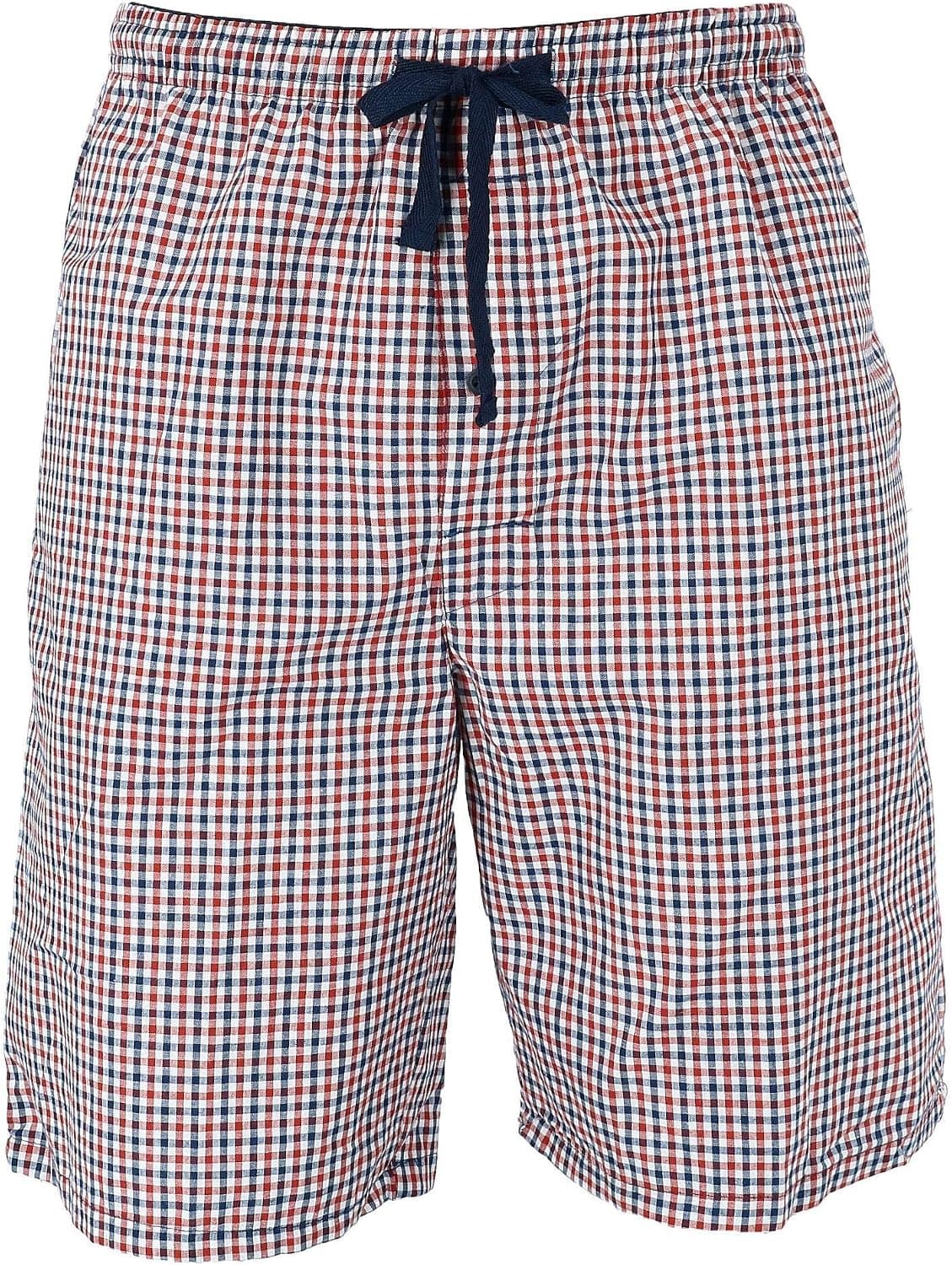 Hanes Men's Cotton Madras Drawstring Sleep Pajama Shorts, 2XL, Navy