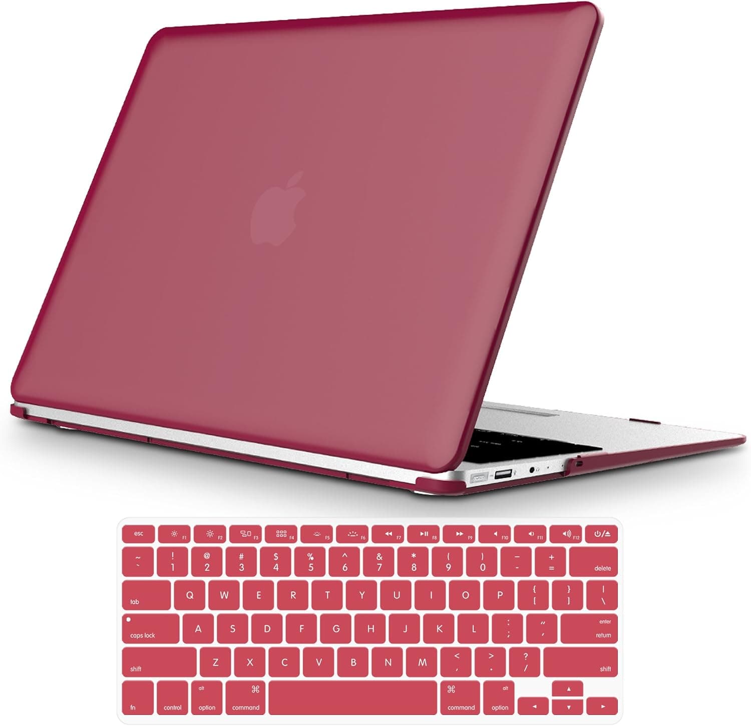 MacBook Air 13 Inch Case, Anban Matte Slim Rubberized Plastic Hard Shell Case with Keyboard Cover for MacBook Air 13 Inch (Models: A1369 and A1466)- Translucent Wine Red