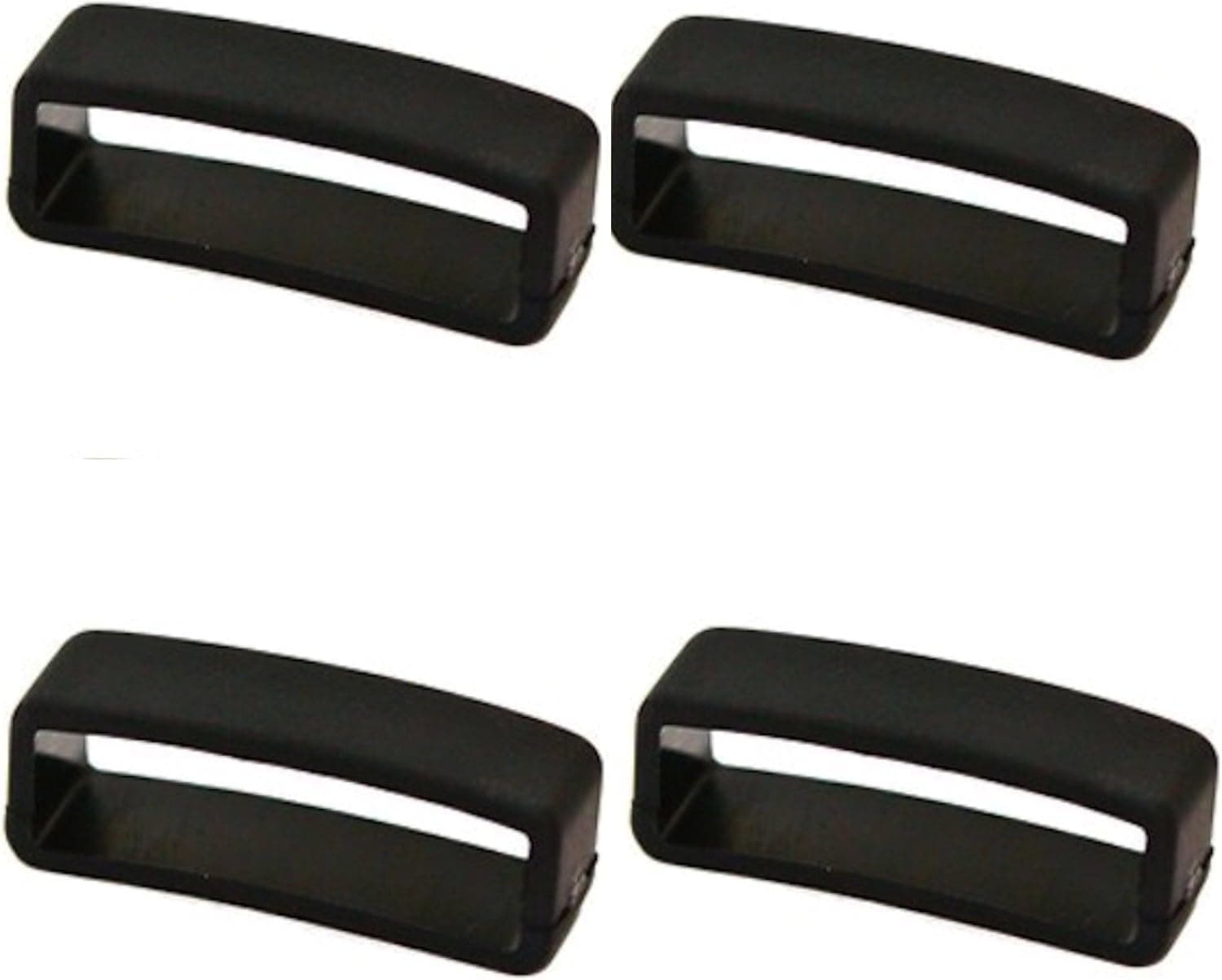 4 Pieces Size 18MM Black Rubber CUIR DE LYON Replacement Watch Band Strap Loops