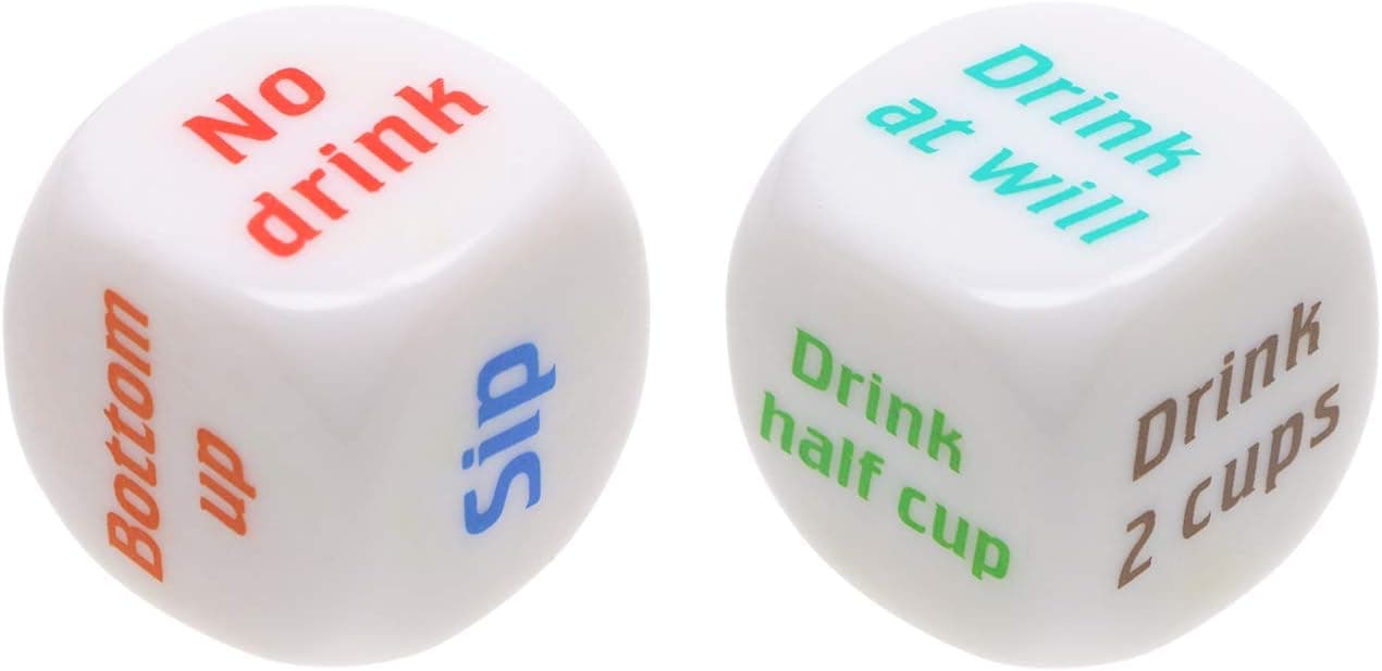 Shapenty Acrylic Drinking Game Dice Drunk Frenzy Party Game Dice for Adult Gift Birthday Bachelor Party and Bar KTV Family Friends Gathering Supplies, 2 PCS