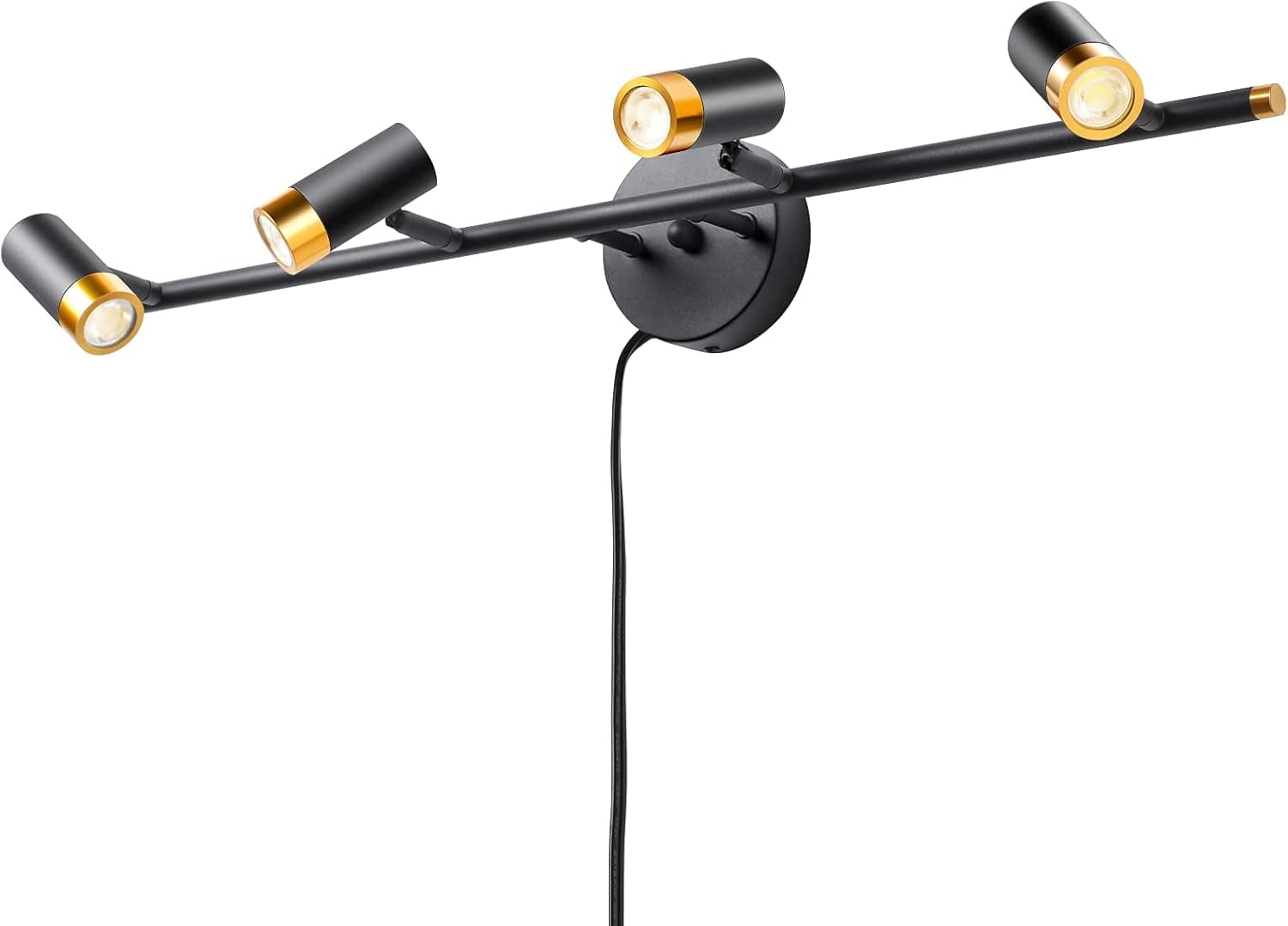 Aicoreray 3000K Track Lighting with Plug in Cord, 4 Lights Plug in Vanity Lights with Switch, Plug in Track Light for Kitchen Island, Dining Room (Include Bulb)