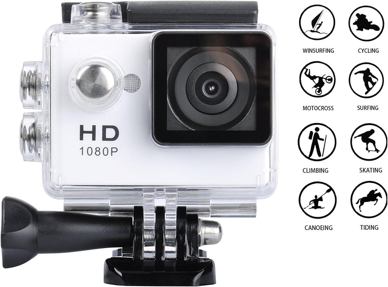 Goldwangwang 1080P Full HD 2.0 inch LCD Screen Waterproof Sports Action Camera Cam DV 5MP DVR Helmet Camera Sports DV Camcorder, White