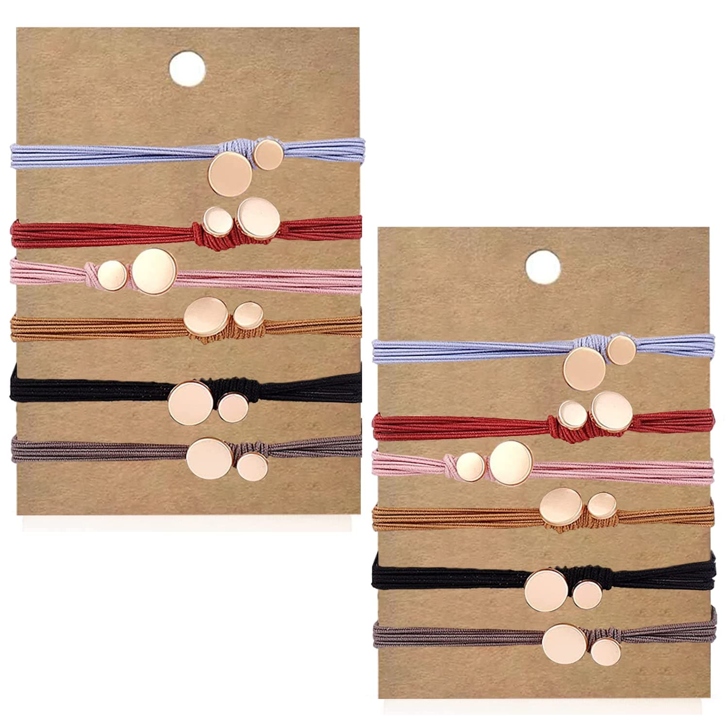 Hair Ties,OWCATH 12 Pcs Hair Ties for Women + Bracelet Hair Ties, Boho Bracelet Hair Ties for Women 's Thick Hair,Spiral Hair Ties Hair Elastics - Cute Hair Ties,No Damage 6 Colors（No Cardboard)