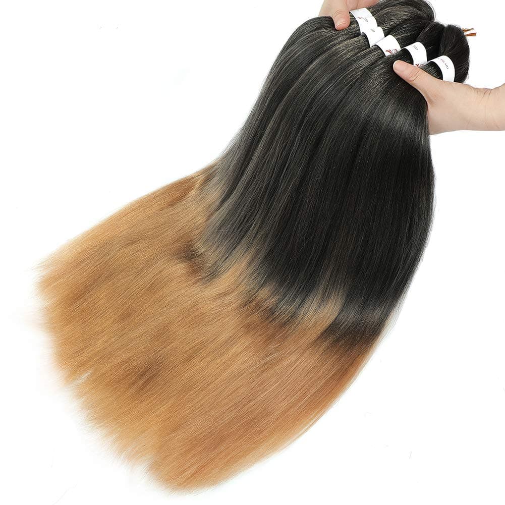 Kopend Pre-stretched Braiding Hair Ombre 6 Pcs/Lot Original Kanekalon Braiding Hair Extensions Yaki Texture Crochet Twist Hair Easy Braids Hair(26", 1B/27)