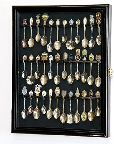 36 Spoon Display Case Wall Rack Cabinet Holder Box 98% UV - Lockable