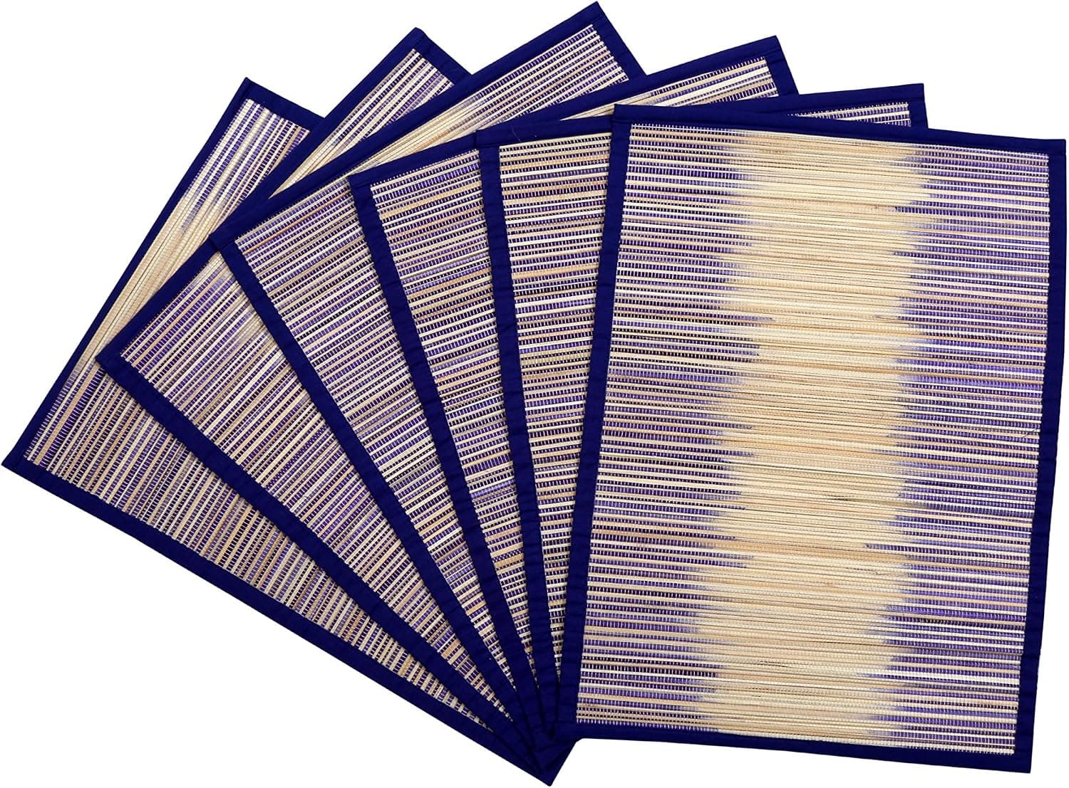 Bumble Cotton Christmas Placemats, Heat-Resistant Placemats Stain Resistant Anti-Skid Bamboo Placement mats, 13x18 inch, Set of 6, eco Friendly for Kitchen Table, Dining Table (Brown and Blue)