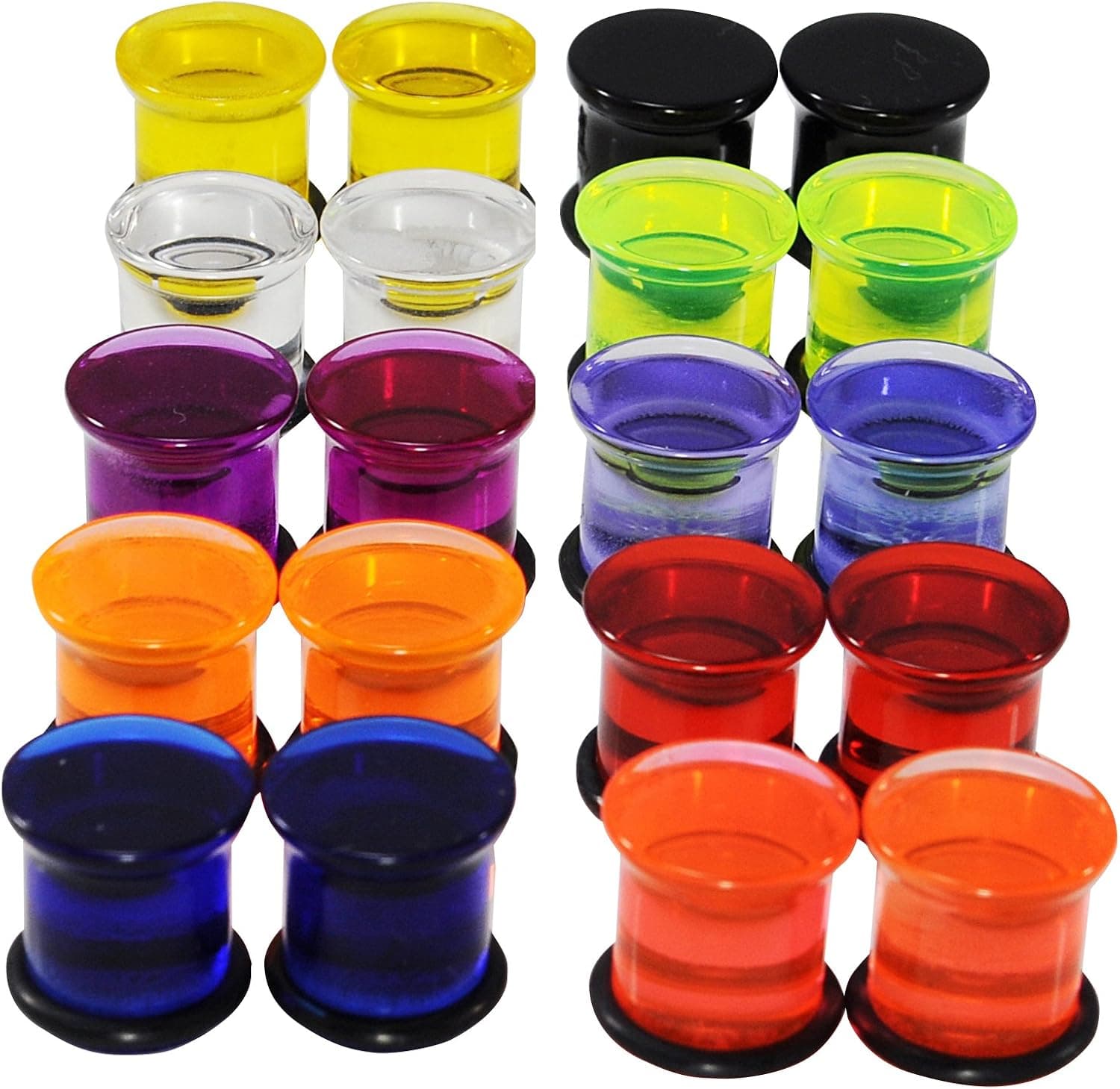 20 (10 Pairs) UV Acrylic Single Flare Earrings Ear Plugs with Grooves