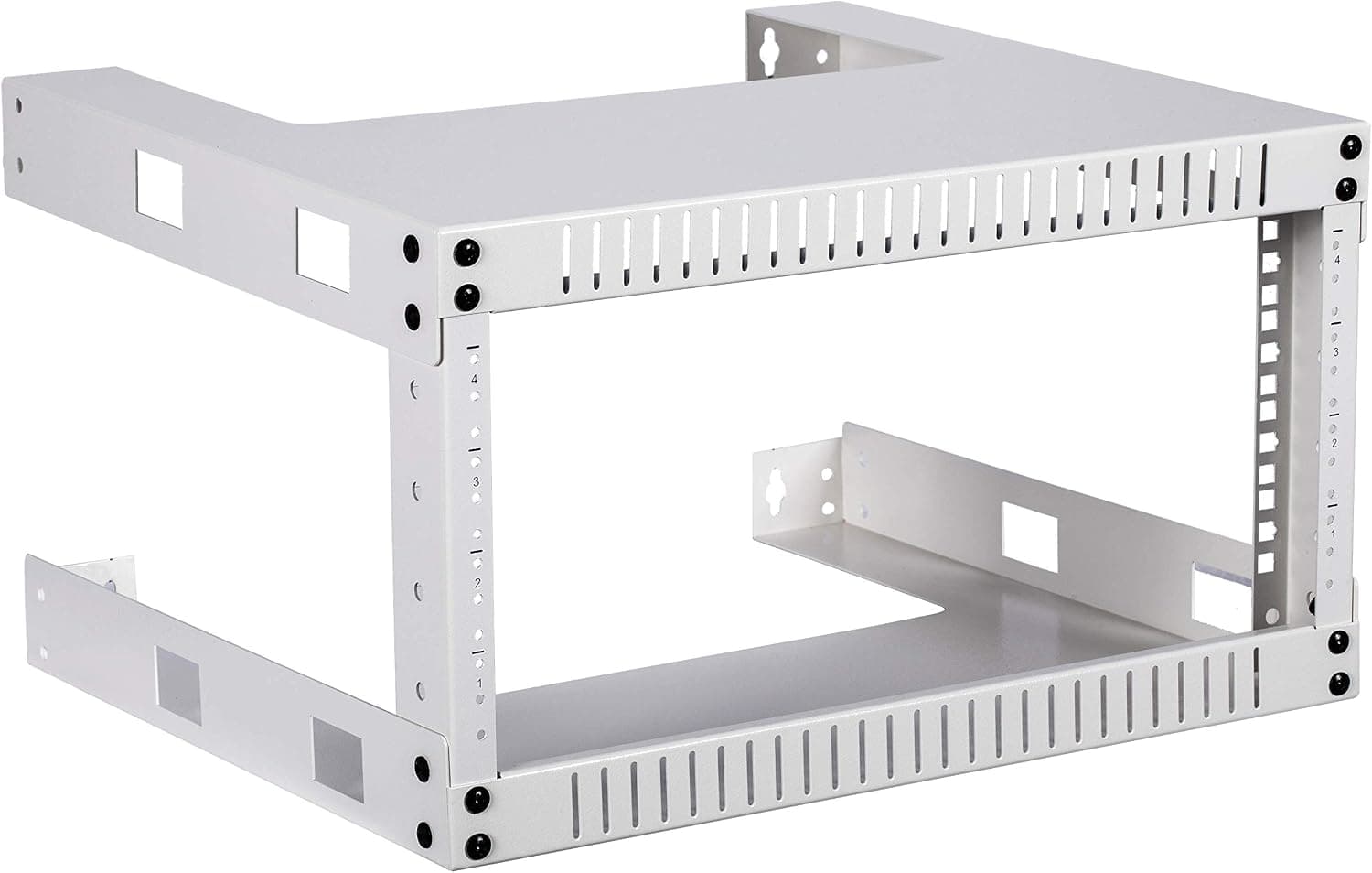 KENUCO White 4U Wall Mount Open Frame Steel Network Equipment Rack 17.75 Inch Deep - White - 4U - W19'' x D17.75'' x H10.5''
