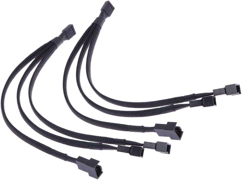 WinnerEco 4 pin PWM Fan Cable 1 to 3 Ways Splitter Black Sleeved Extension Cable