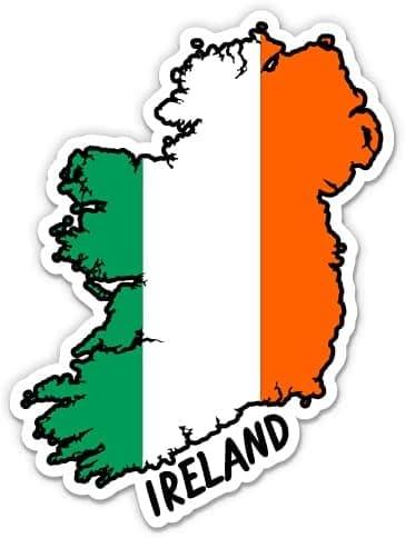 Squiddy Ireland Map with Flag - Vinyl Sticker Decal for Phone, Laptop, Water Bottle - 3"