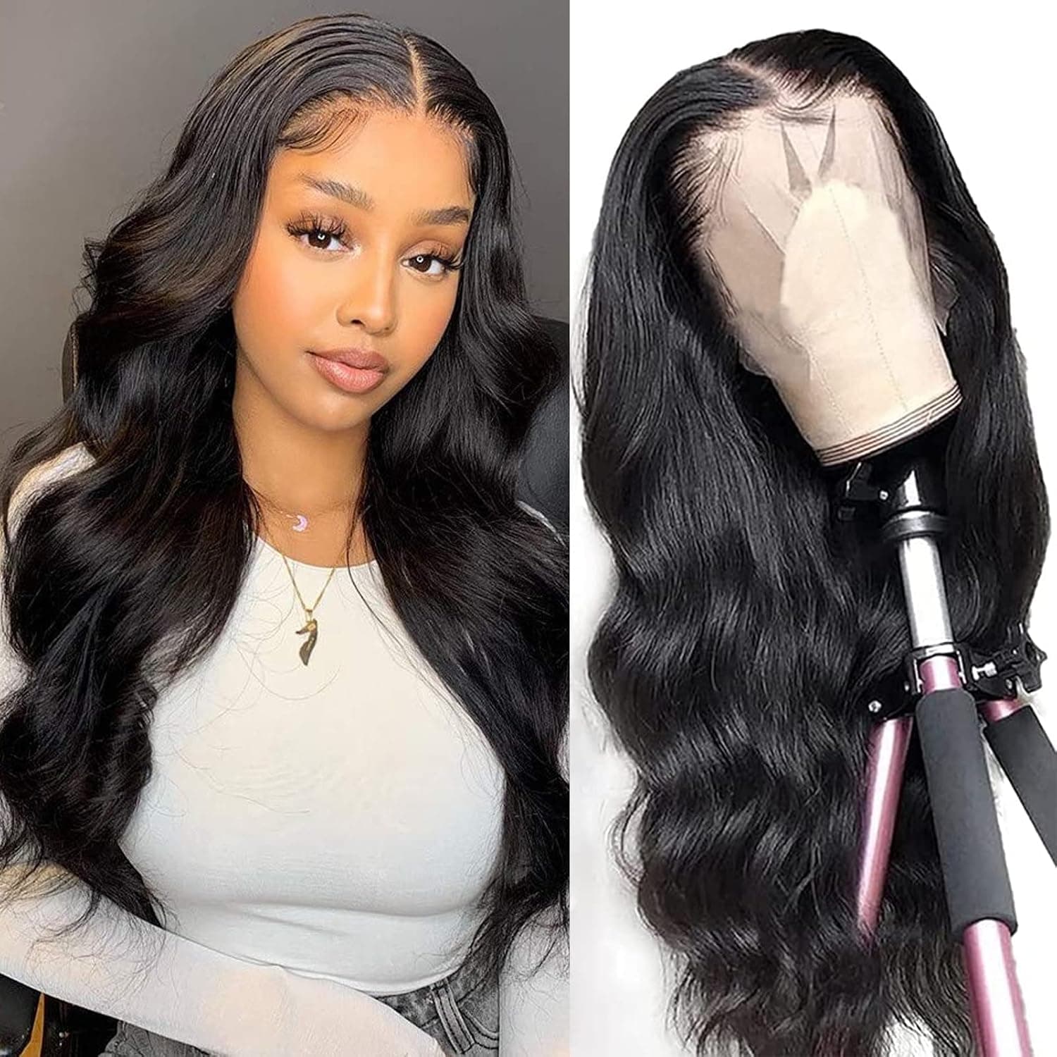 Aliaurora Lace Front Wigs Human Hair Body Wave 13x4 HD Lace Frontal Wig Pre Plucked with Baby Hair Brazilian Lace Front Human Hair Wigs for Black Women 150% Density Natural Color (18 Inch)