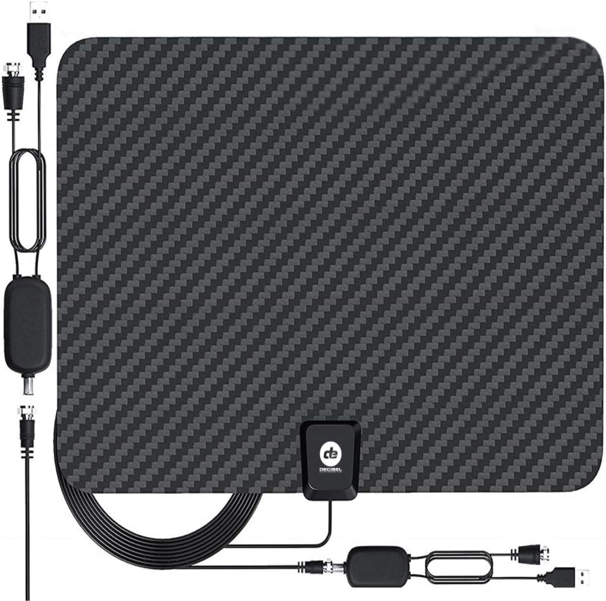 Decibel Electronics Carbon Fiber HD-TV Long Range Digital Antenna + Amplifier Television Antenna for Digital Televisions Amplified HDTV Antenna, Long Range with Optional USB Amplifier Signal Booster