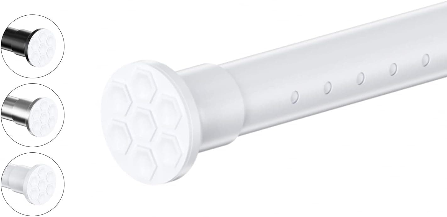 Tension Curtain Rod by MOFAOTU, No Drill Window Curtain Rod, Rust Resistant, Extendable 122-162 inches, Very Secure,Long Tension Rod, Easy to Use, White