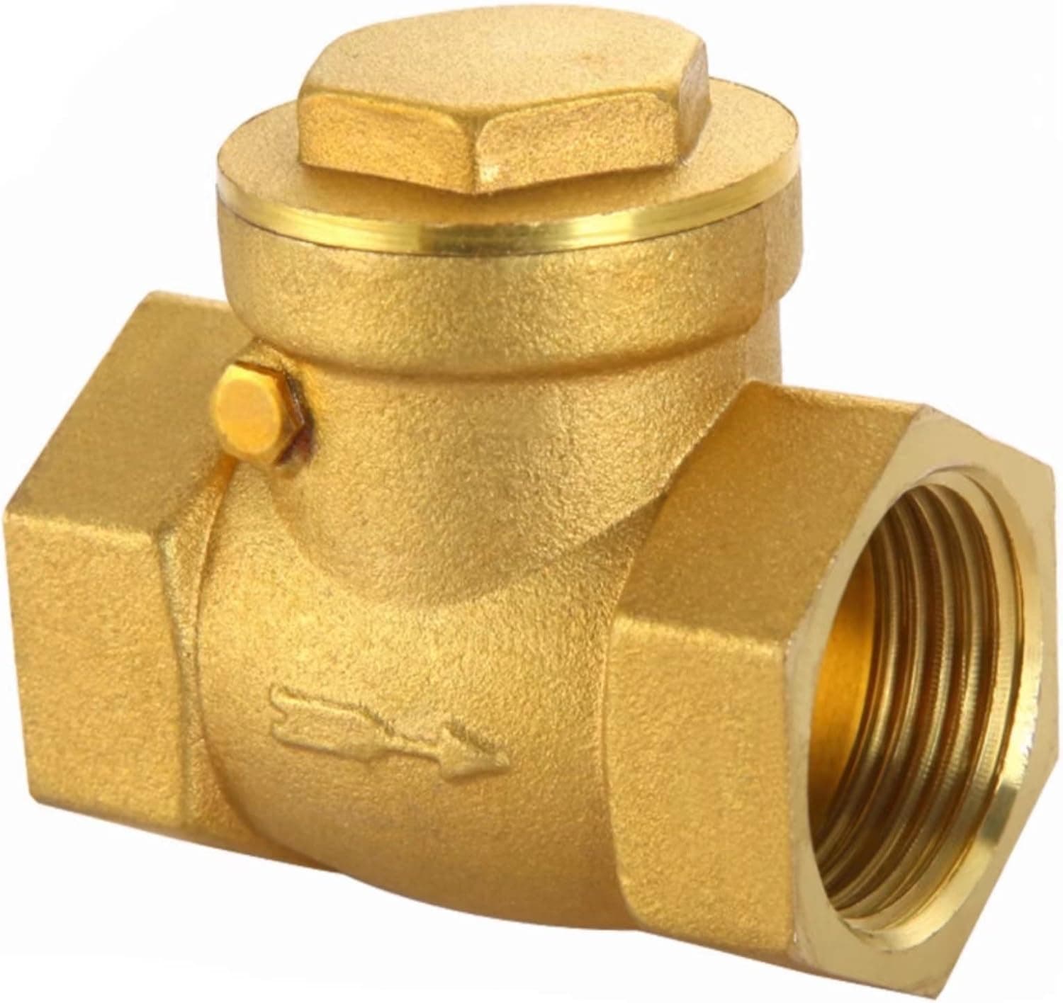 LONGCO Brass Check Valve,1/2" Female Non Return Swing Check Valve,One-Way Fuel Oil Water Gas Pump Air Check Valve for Sump Pump and Air Compressor